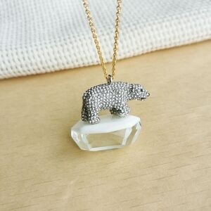 Kate Spade Cold Comforts Polar Bear Long Necklace in Silver